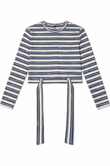 Load image into Gallery viewer, Ladies Striped Tie Tee
