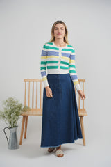 Load image into Gallery viewer, Ladies Striped Cable Knit Cardigan
