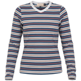 Load image into Gallery viewer, Ladies Ribbed Stripped V Neck Tee
