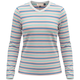 Load image into Gallery viewer, Ladies Ribbed Stripped V Neck Tee
