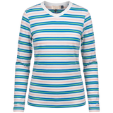 Load image into Gallery viewer, Ladies Ribbed Stripped V Neck Tee
