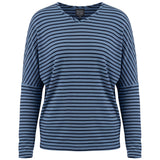 Load image into Gallery viewer, Ladies Cotton Striped V Neck Drop Shoulder Top
