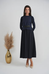 Load image into Gallery viewer, Ladies Belted Vest Crepe Jumper Combo
