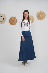 Load image into Gallery viewer, Ladies Maxi Denim Shaped Ulla Skirt
