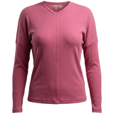 Load image into Gallery viewer, Ladies Ribbed V Neck Drop Shoulder Tee
