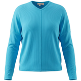 Load image into Gallery viewer, Ladies Ribbed V Neck Drop Shoulder Tee
