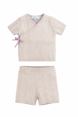 Load image into Gallery viewer, 2 PC Short Set In Lace Textured Rib In Knit
