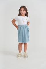 Load image into Gallery viewer, Girls Woven Denim Wrap Skirt
