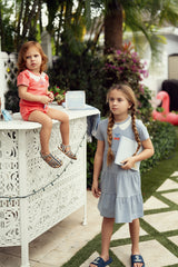 Load image into Gallery viewer, Girls Cherry Printed Tiered Dres
