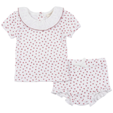 Load image into Gallery viewer, Baby Pointelle With Flower Print 2 PCS Short Set With Ruffle Collar
