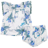 Load image into Gallery viewer, Floral Print Baby Girl Set With Smocked Front Yoke
