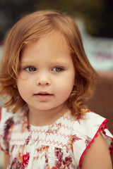 Load image into Gallery viewer, Floral Print Baby Girl Set With Smocked Front Yoke
