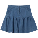 Load image into Gallery viewer, Girls Denim Skirt With Lace Trim
