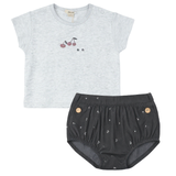 Load image into Gallery viewer, Cherry Woven Denim Panty Set
