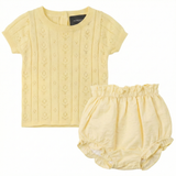Load image into Gallery viewer, Baby Girl Set With Pointelle Knit Top
