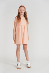 Load image into Gallery viewer, Girls Dress With Stripes Trim
