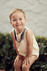 Load image into Gallery viewer, Boys Sailor Collar Printed Baby Bubble
