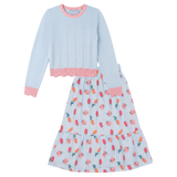 Load image into Gallery viewer, Girls Rose Print Set With Knitted Top
