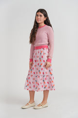Load image into Gallery viewer, Girls Rose Print Set With Knitted Top
