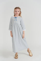 Load image into Gallery viewer, Girls Maxi Dress With Sailor Collar
