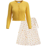 Load image into Gallery viewer, Girls 2 PCS Set With Pointelle Cardigan
