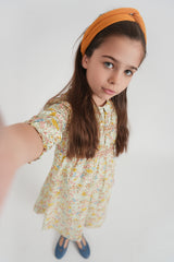 Load image into Gallery viewer, Multi Flower Print Girls Dress With Front Smocking
