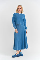 Load image into Gallery viewer, Teen Denim French Terry Crop Top
