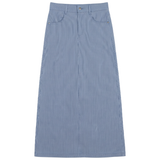 Load image into Gallery viewer, Teen Stretch Stripe Denim Long Straight Skirt
