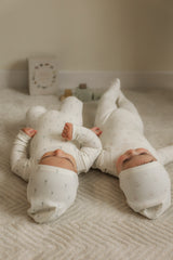 Load image into Gallery viewer, Baby Bow/Sail Boat Print Onesie and Hat
