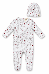 Load image into Gallery viewer, Baby All Over Floral and Mushroom Print Onesie With Hat
