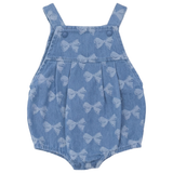 Load image into Gallery viewer, Girls Bow Printed Denim Overall
