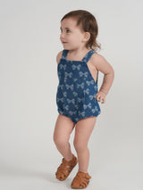 Load image into Gallery viewer, Girls Bow Printed Denim Overall
