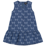 Load image into Gallery viewer, Girls Bow Printed Denim Jumper
