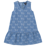Load image into Gallery viewer, Girls Bow Printed Denim Jumper
