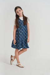 Load image into Gallery viewer, Girls Bow Printed Denim Jumper
