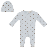 Load image into Gallery viewer, Baby Cotton Spandex Rib Bear Bow Print Layette
