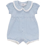 Load image into Gallery viewer, Baby Girls Denim Cotton Eyelet Onesie
