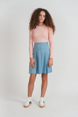 Load image into Gallery viewer, Girls Denim Pleated Skirt
