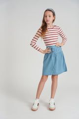 Load image into Gallery viewer, Girls Front Buttons Denim Skirt
