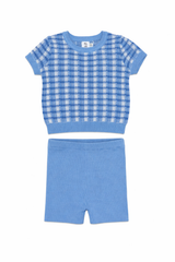 Load image into Gallery viewer, Basket Weave Short Sleeve Knit Sweater &amp; Rib Short Set
