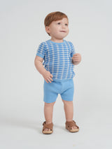 Load image into Gallery viewer, Basket Weave Short Sleeve Knit Sweater &amp; Rib Short Set
