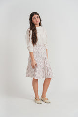 Load image into Gallery viewer, Girls Floral Printed Blouse And Skirt Set With Embroider On The Collar
