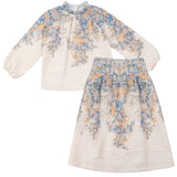 Load image into Gallery viewer, Girls Boarder Floral Blouse And Skirt Set
