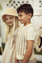 Load image into Gallery viewer, Girls Linen Double Breast Set Cardigan
