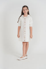 Load image into Gallery viewer, Girls Embroidery Floral Front Colomn Dress
