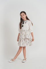 Load image into Gallery viewer, Cotton 2 PC Girl Set With Floral Vine Printed Skirt
