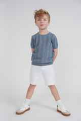 Load image into Gallery viewer, Boys Textured Colomn Design Knit Sweater
