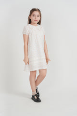 Load image into Gallery viewer, Girls Print Gauze Dress With Scallop Edge Collar
