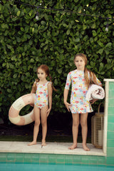 Load image into Gallery viewer, Girls Floral Print Swim Dress
