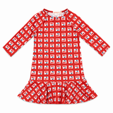 Load image into Gallery viewer, 3/4 Sleeve Checked Print Swim Dress
